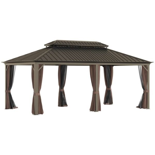 Sunmthink 12×20 ft Hardtop Gazebo with Double Roof