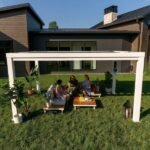 14×10 Windham Modern Steel Pergola With Sail Shade Soft Canopy - Image 10