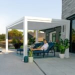 14×10 Windham Modern Steel Pergola With Sail Shade Soft Canopy - Image 9