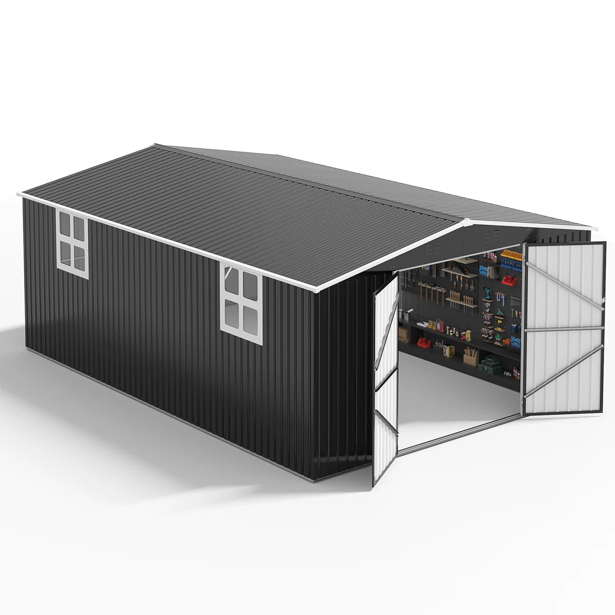 veb-product-145-image-1.webp 12 ft. W x 18 ft. D Large Outdoor Metal Shed, All-Steel Construction with Windows and Lockable Doors - Image 1