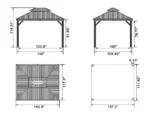 PURPLE LEAF 10X14 Patio Gazebo for Backyard Grey Hardtop Galvanized Steel Roof Awning with Upgrade Curtain - Image 4