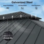 PURPLE LEAF 10X14 Patio Gazebo for Backyard Grey Hardtop Galvanized Steel Roof Awning with Upgrade Curtain - Image 6