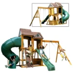 KidKraft Laurel Retreat Multi-Level Clubhouse Swing Set with Two Slides and Two Swings - Image 11