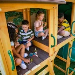 KidKraft Laurel Retreat Multi-Level Clubhouse Swing Set with Two Slides and Two Swings - Image 4