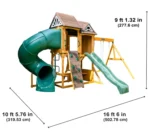 KidKraft Laurel Retreat Multi-Level Clubhouse Swing Set with Two Slides and Two Swings - Image 8