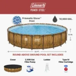 Coleman Power Steel 22 ft. x 52 in. Round Metal Frame Above Ground Pool Set - Image 9