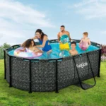 Funsicle 9’10” Oasis Designer Above Ground Pool with Pump, Oval Frame, Dark Herringbone - Image 4
