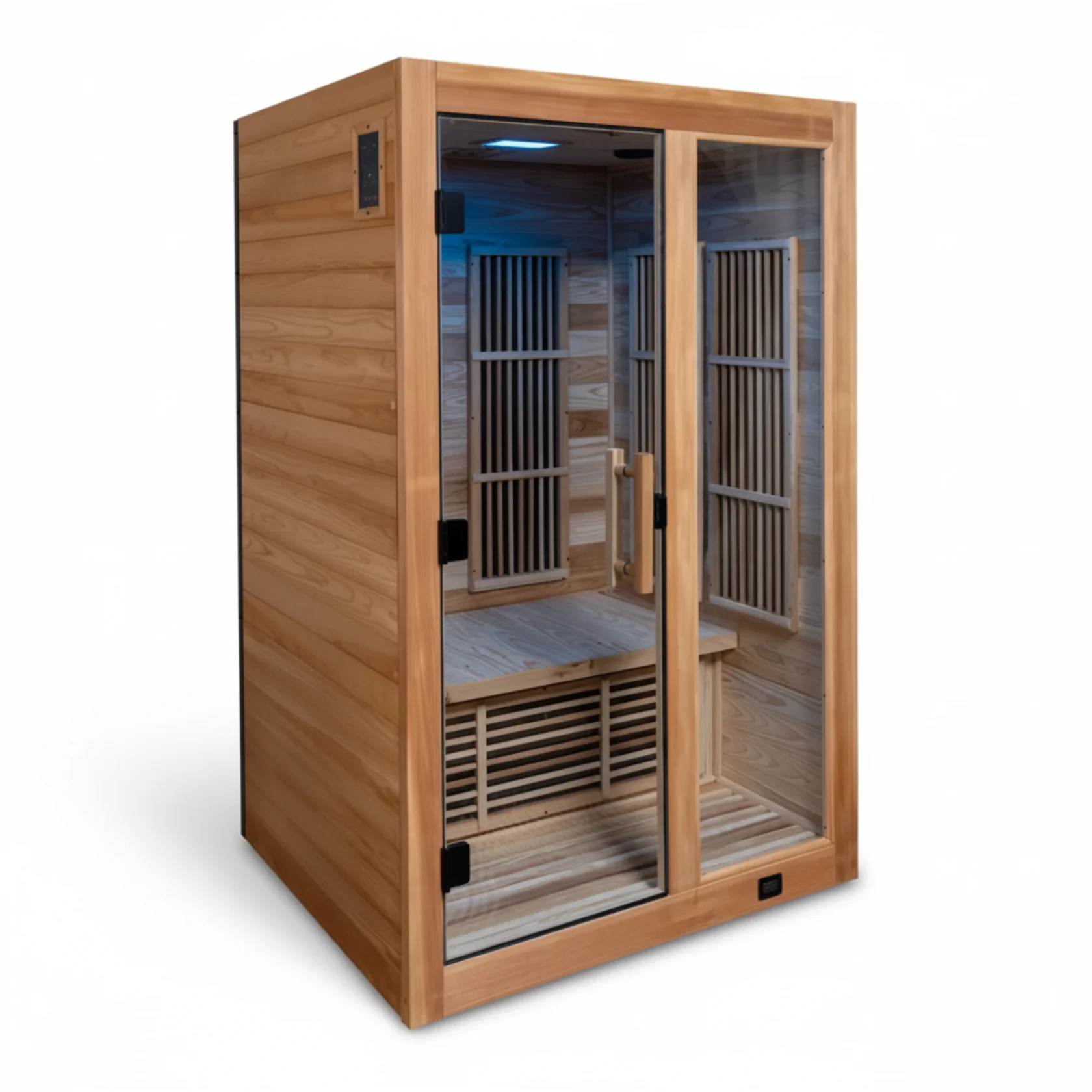 veb-product-232-image-1.webp Rylan 2-Person Cedar Wood Indoor Infrared Sauna with Red Light Therapy and Chromotherapy - Image 1