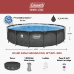 Coleman Power Steel 16 ft. x 42 in. Round Metal Frame Above Ground Pool Set - Image 2