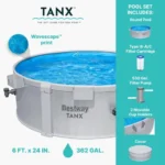 Bestway TANX 6′ x 24″ Round Above Ground Stock Tank Metal-Walled Above Ground Pool, All-in-One Set - Image 2