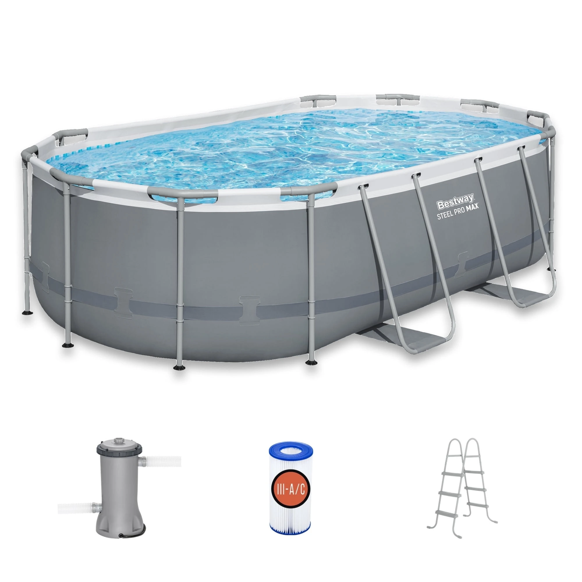 veb-product-255-image-1.webp Bestway Steel Pro MAX 14 ft x 8 ft 2 in x 39.5 In, Oval Above Ground Pool Set, Outdoor Frame Swimming Pool - Image 1