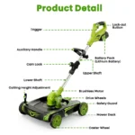 IToolMax 12-Inch Electric Weed Wacker & Eater with Detachable 4-Wheel Base - Image 10
