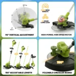 IToolMax 12-Inch Electric Weed Wacker & Eater with Detachable 4-Wheel Base - Image 9