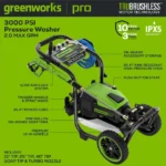 Greenworks 3000-PSI 2.0-GPM Cold Water Electric Pressure washer with 5 Spray Tips - Image 5