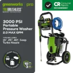 Greenworks 3000-PSI 2.0-GPM Cold Water Electric Pressure washer with 5 Spray Tips - Image 7