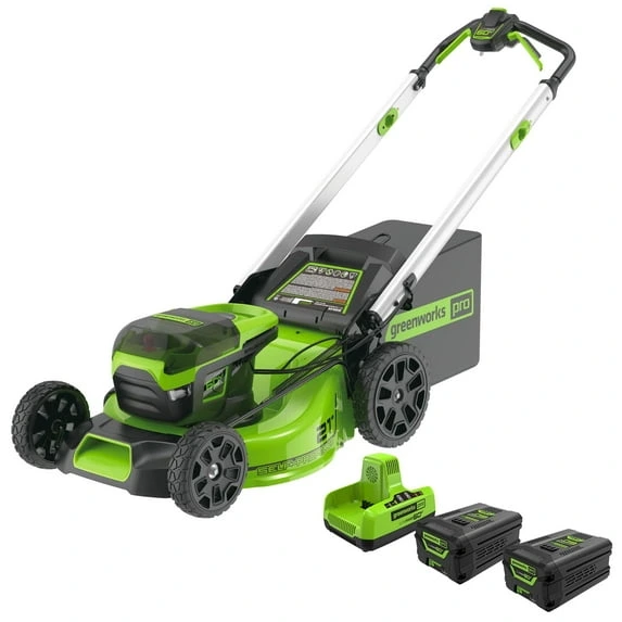 veb-product-369-image-1.webp Greenworks 60V 21″ Brushless Self-Propelled Battery Powered Lawn Mower + (2) 4.0Ah Batteries & Dual Port Charger - Image 1