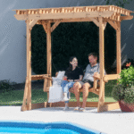 Backyard Discovery Callahan Cedar Wood Outdoor Pergola Swing Bench - Image 4