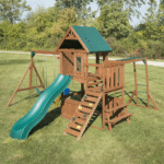 Knightsbridge Plus Complete Wooden Outdoor Playset with Monkey Bars, Slide, Rock Wall and Swing Set Accessories - Image 7