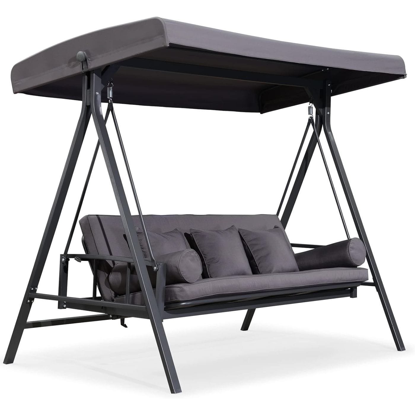 veb-product-48-image-1.jpg PURPLE LEAF 3-seat Outdoor Patio Porch Swing Adjustable Backrest, Cushions and Pillow Included - Image 1