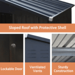 VEIKOUS 10 ft. W x 12 ft. D Outdoor Metal Storage Shed in Gray (120 sq. ft.) - Image 3